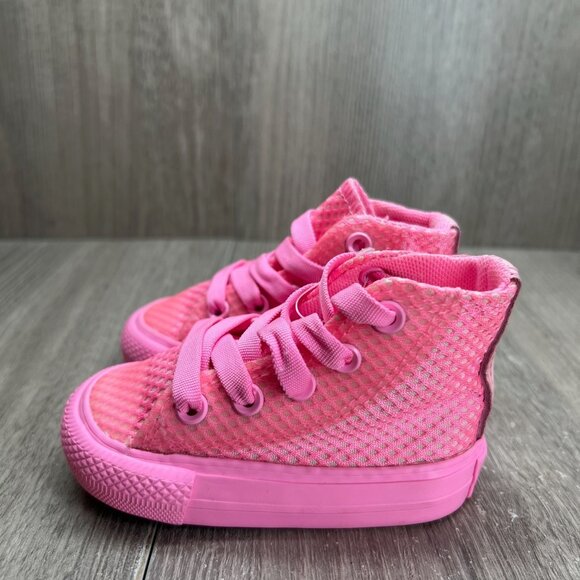 Converse Chuck Taylor All Star High Top Sneaker Infant Girls 3 Lace Up Mesh Pink - Picture 2 of 11